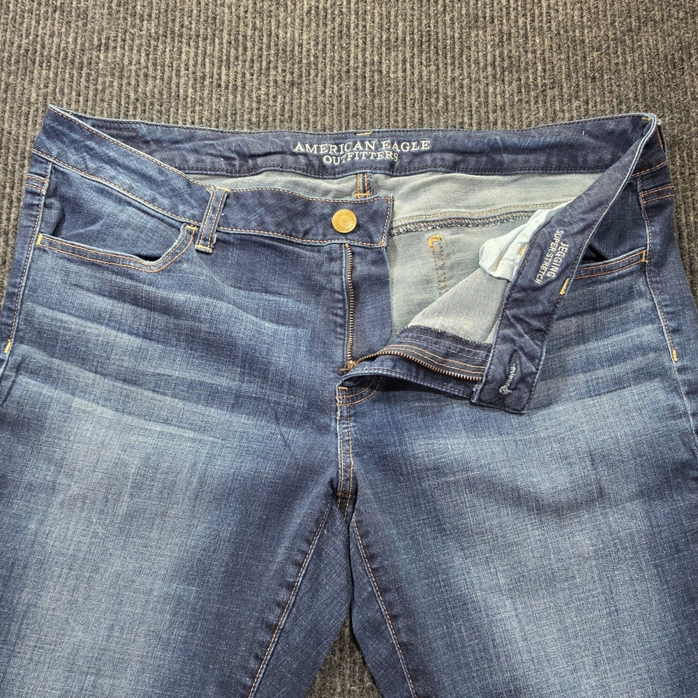 American Eagle Jegging Women 18 Blue Excellent Super Stretch Dark Wash Denim